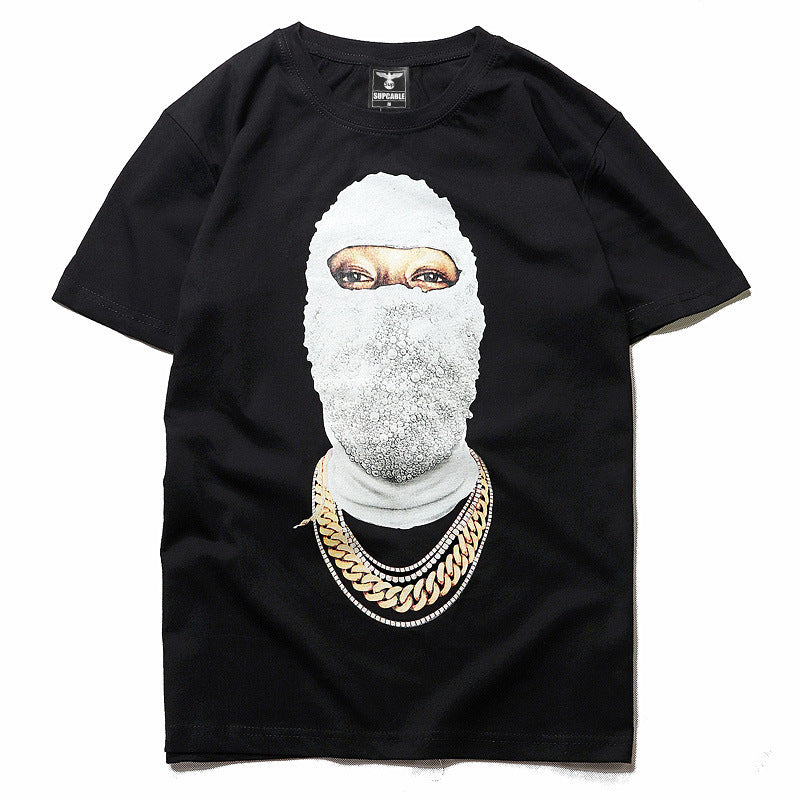 European And American Ins Net Red Pearl Portrait Print Short Sleeve