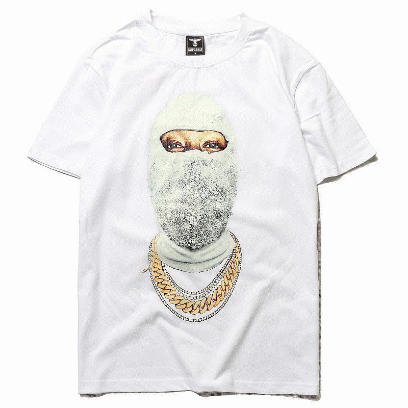 European And American Ins Net Red Pearl Portrait Print Short Sleeve