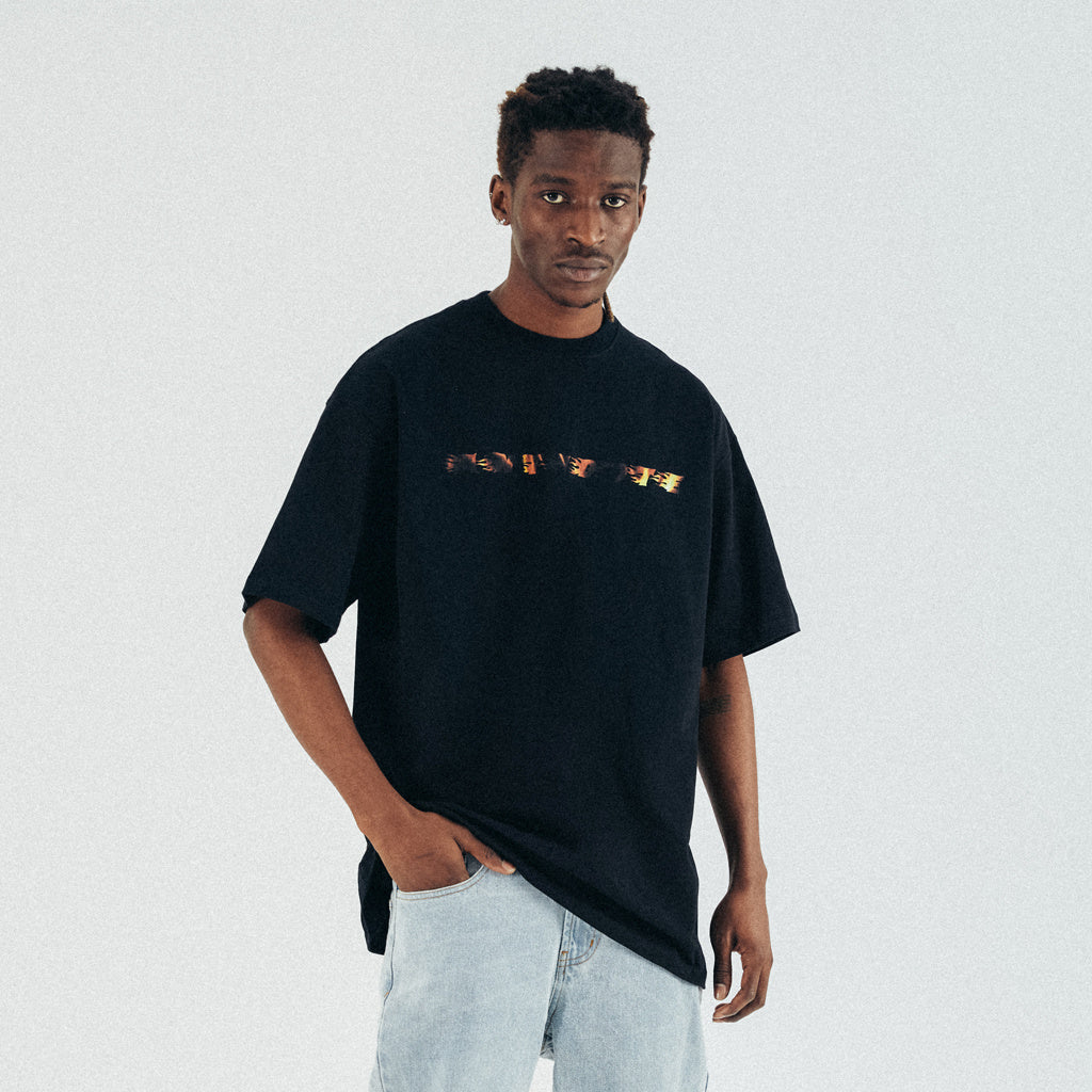 Fire T-Shirt Round Neck Men's Short Sleeve