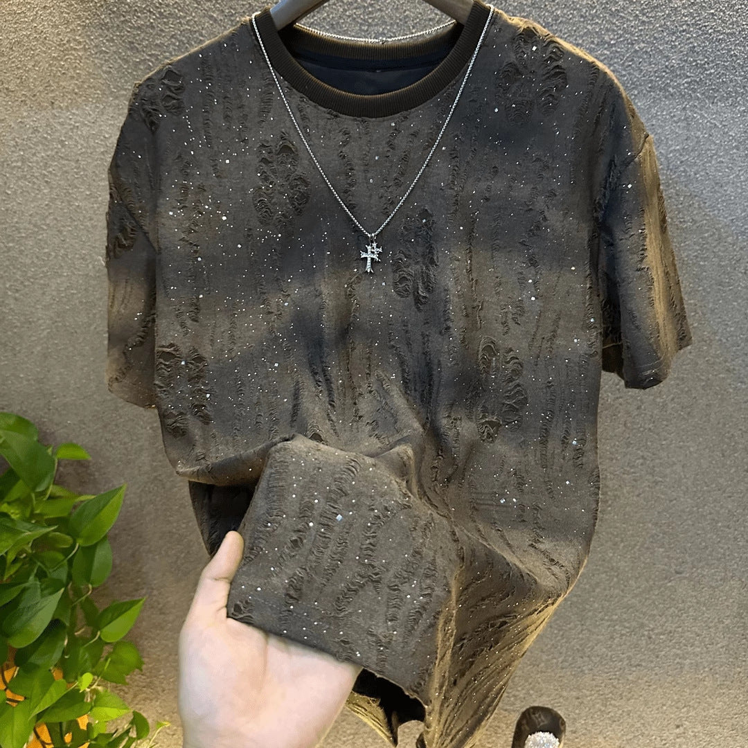 Fashion Men's Short Sleeve American Fashion Brand Casual Slim Top