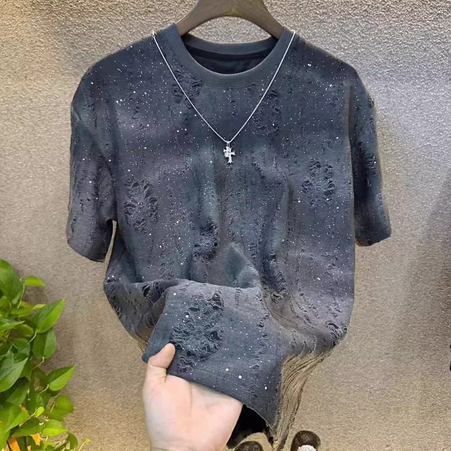 Fashion Men's Short Sleeve American Fashion Brand Casual Slim Top