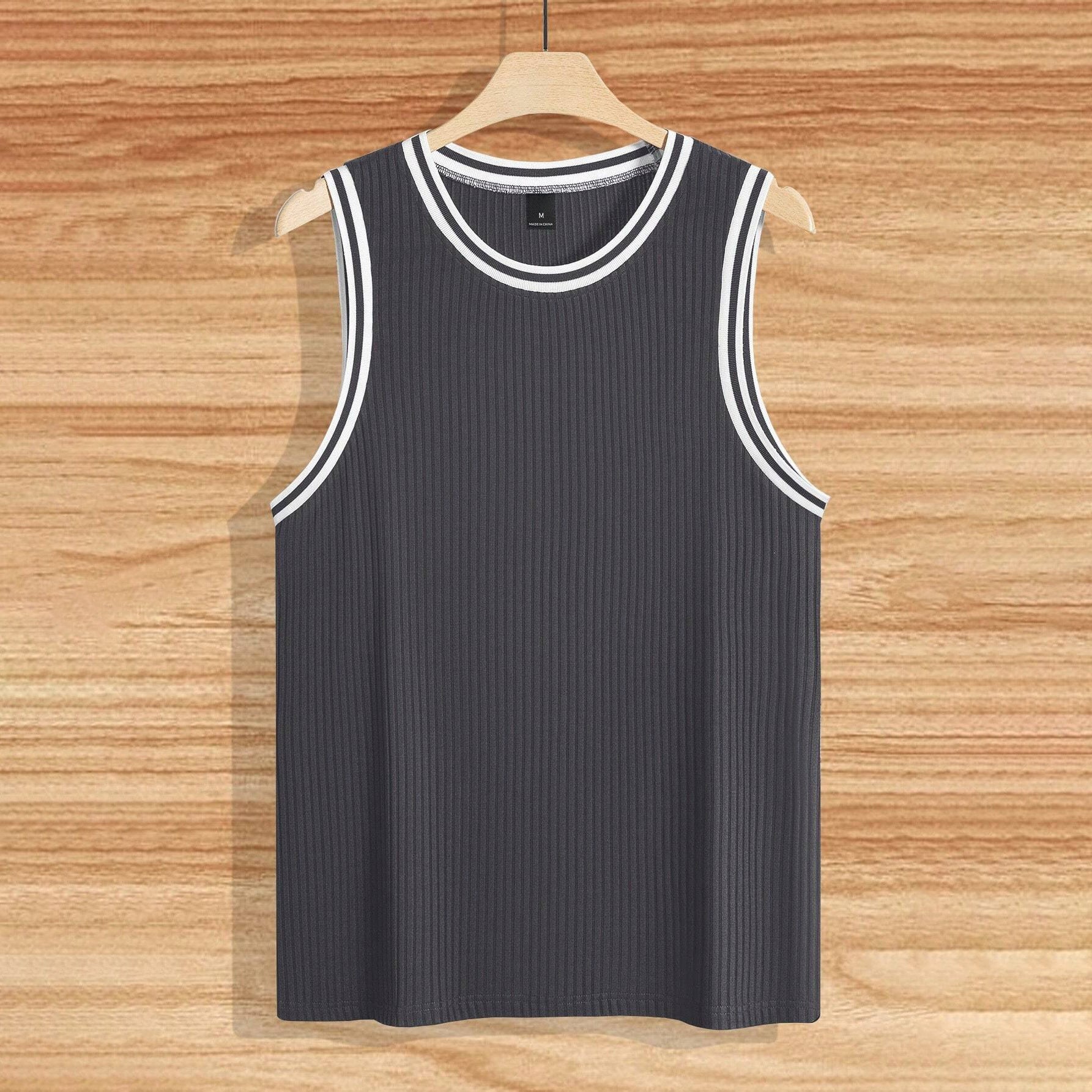 Knitted Vertical Stripes Fitness Sports Slim-fitting Vest